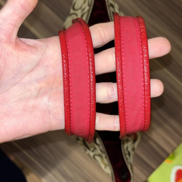 Limited edition, COACH POPPY KHAKI/RED LAURA SECRET ADMIRER LARGE TOTE BAG - Picture 15 of 16